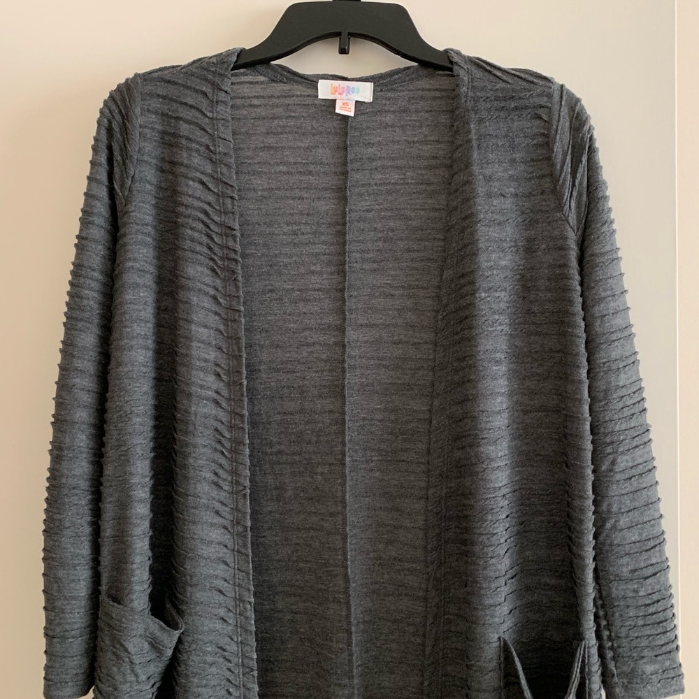 Ribbed lularoe dark grey Sarah cardigan